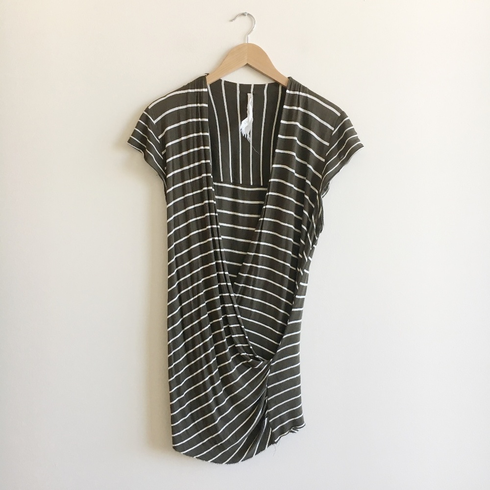 Bailey 44 Olive Striped Knit Wrap Top